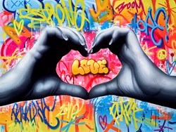 Love by Rerun - Varnished Original Painting on Stretched Canvas sized 47x35 inches. Available from Whitewall Galleries
